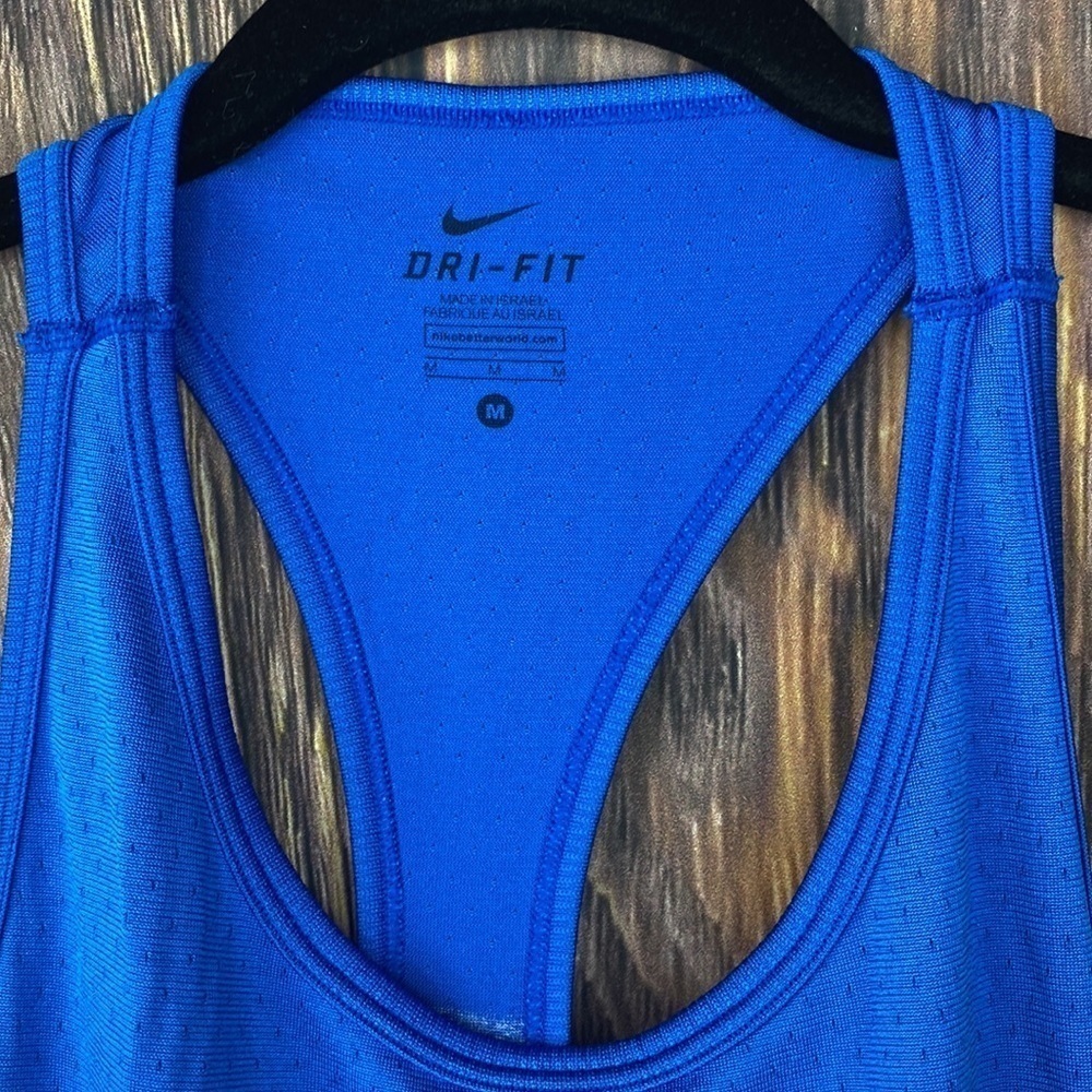 Woman’s Nike Blue & Yellow Dri-Fit Racer Back Running Tank- Size Medium - Picture 2 of 7